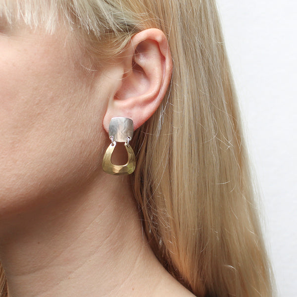 Rounded Square with Horseshoe Post Earring