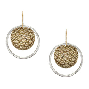 Basket Weave Disc with Ring Wire Earring
