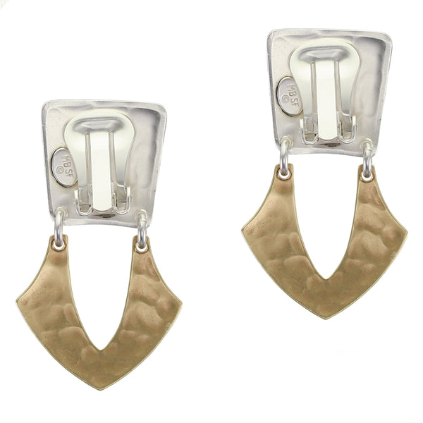 Tapered Square with Horseshoe Post or Clip Earring