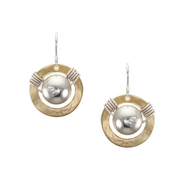 Wide Ring with Large Bead and Wire Wrapping Wire Earring
