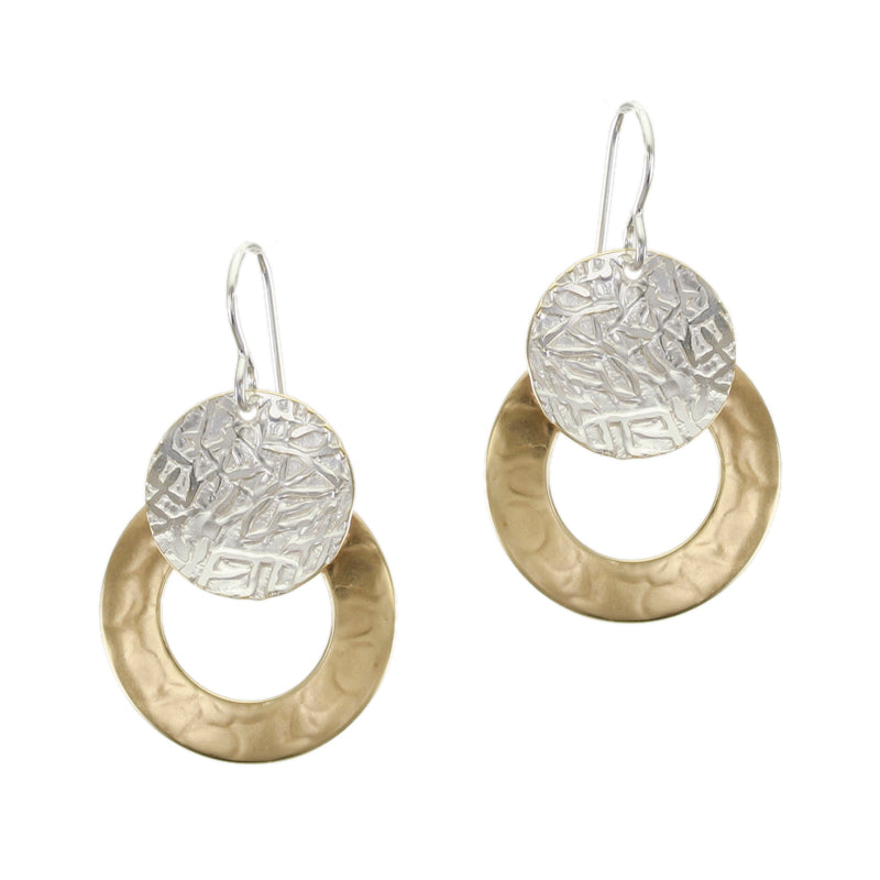 Crinkle Disc with Wide Ring Wire Earring
