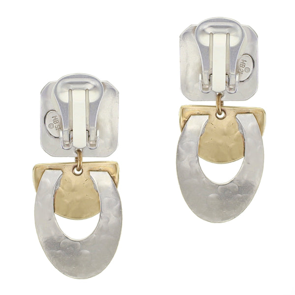 Square with Semi-Circle and Cutout Ovals Post/Clip Earring