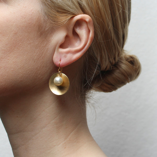 Large Disc with Pearl Wire Earring