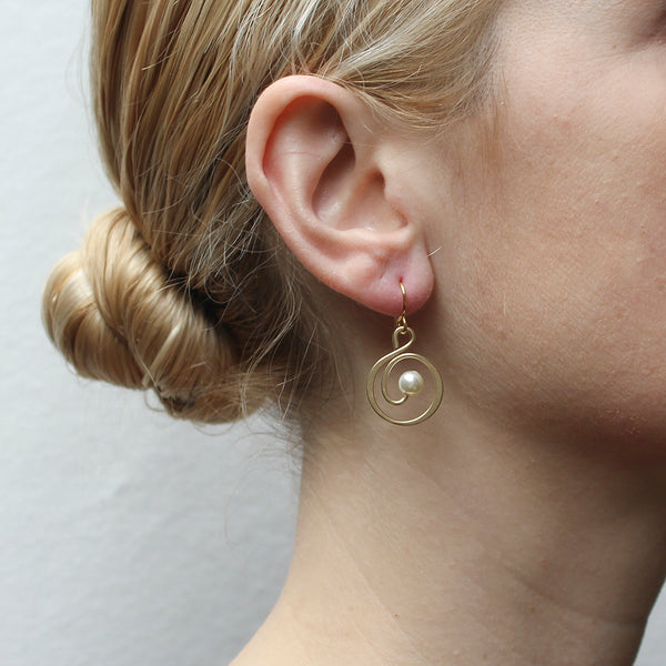 Small Spiral with Pearl Wire Earring