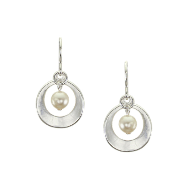 Extra Small Cutout Disc and Pearl Wire Earring