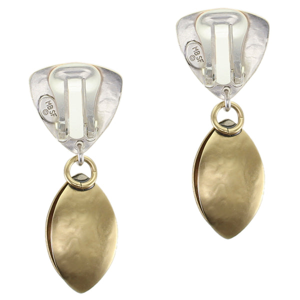 Triangle with Leaf Pod Clip or Post Earrings