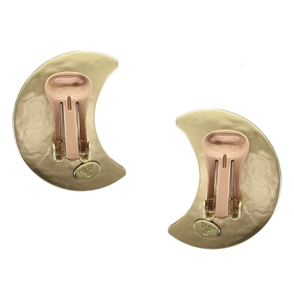 Large 3D Crescent Clip or Post Earrings