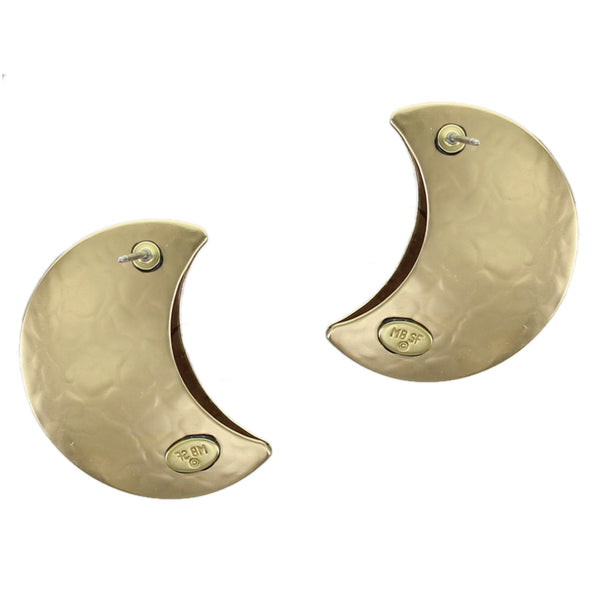 Large 3D Crescent Clip or Post Earrings