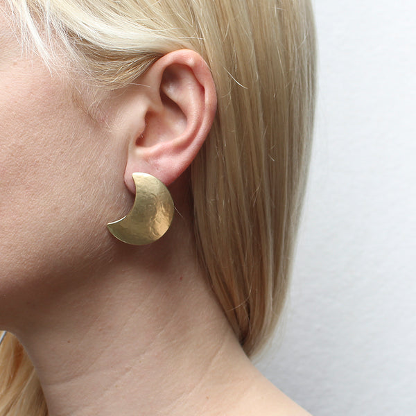 Large 3D Crescent Clip or Post Earrings