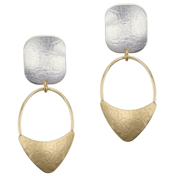 Rounded Rectangle with Fin and Hoop Clip or Post Earrings