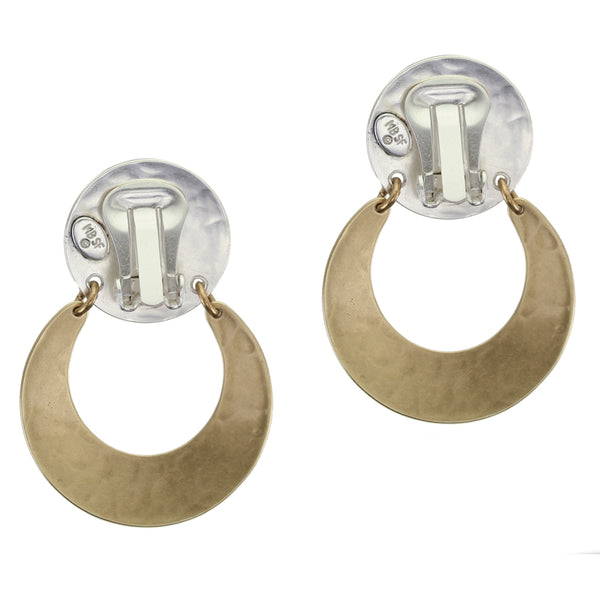 Large Disc with Hinged Crescent Clip or Post Earrings