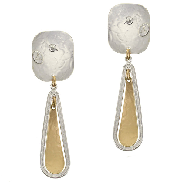 Rounded Rectangle with Teardrop Frame Clip or Post Earrings