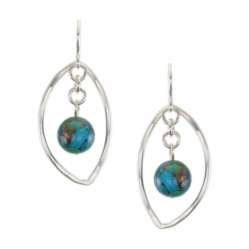 Medium Leaf Ring with Turquoise Bead Wire Earrings