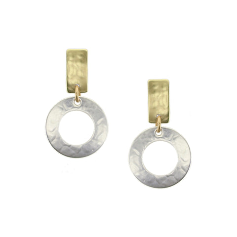 Rectangle with Cutout Disc Post Earrings