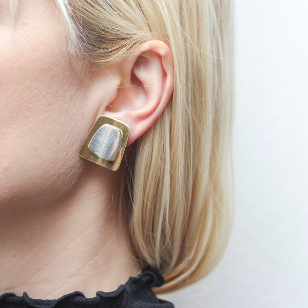 Layered Tapered Rectangles Clip or Post Earring