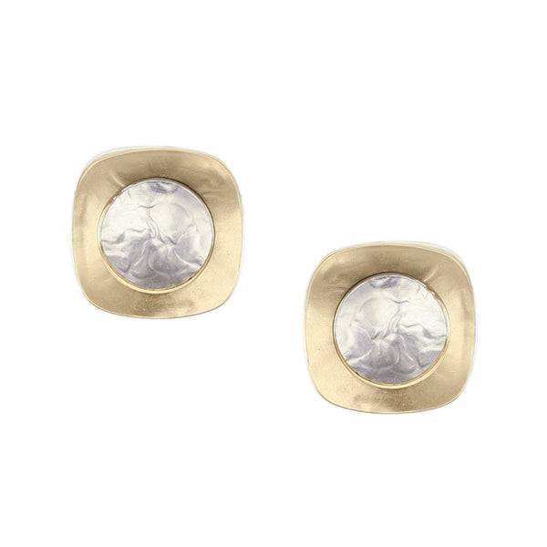 Layered Squares with Cutout Clip or Post Earring