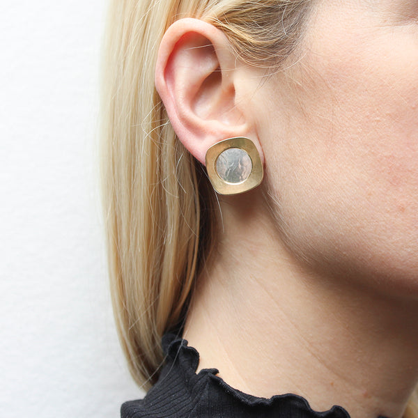Layered Squares with Cutout Clip or Post Earring