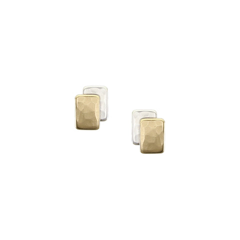 Small Layered Rectangles Post Earrings