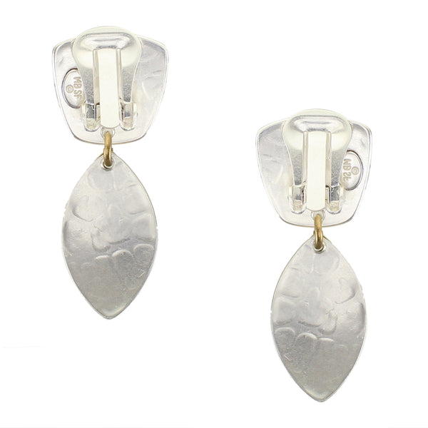 Tapered Square with Layered Leaves Clip or Post Earring