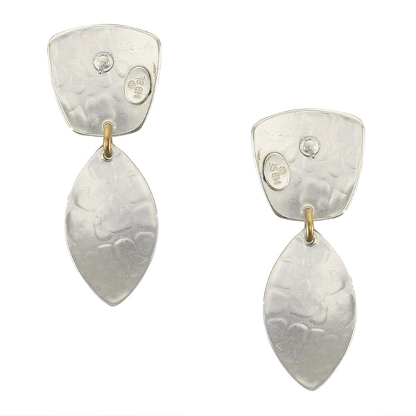 Tapered Square with Layered Leaves Clip or Post Earring