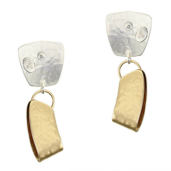 Medium Tapered Square with Folded Arc Clip or Post Earring