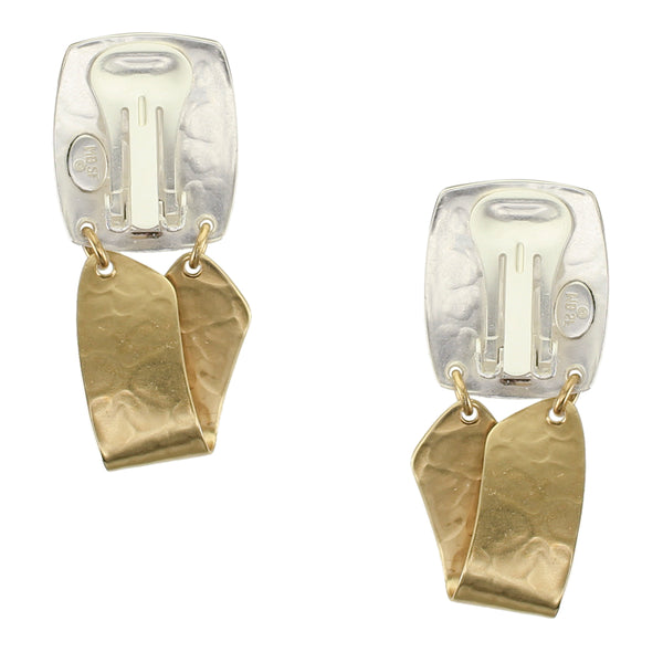 Rounded Rectangle with Folded Arc Clip or Post Earring