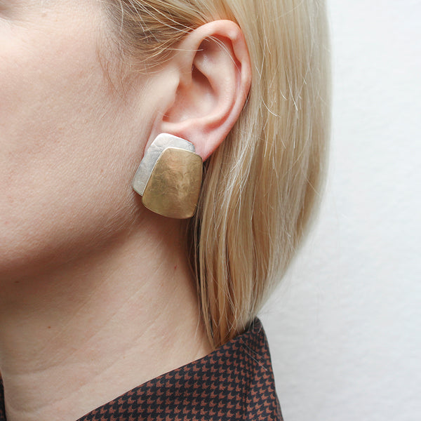 Large Rounded Tapered Rectangles Clip or Post Earring