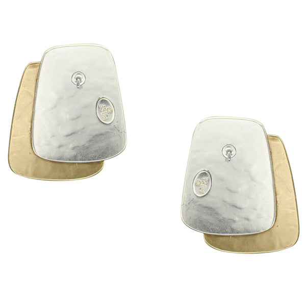 Large Rounded Tapered Rectangles Clip or Post Earring