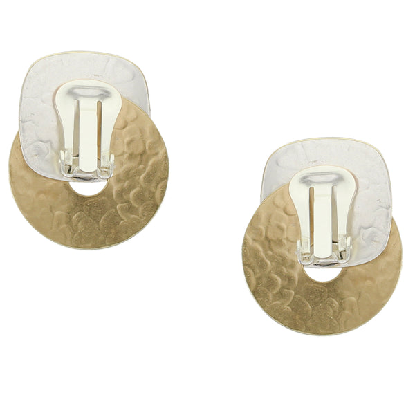 Rounded Square with Wide Ring Clip or Post Earring