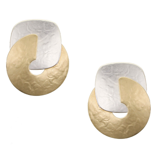 Rounded Square with Wide Ring Clip or Post Earring