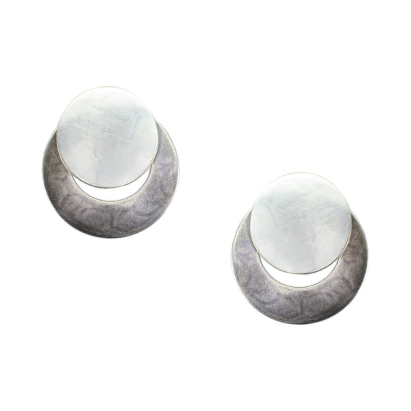 Silver and Antique Silver Post or Clip on Earrings