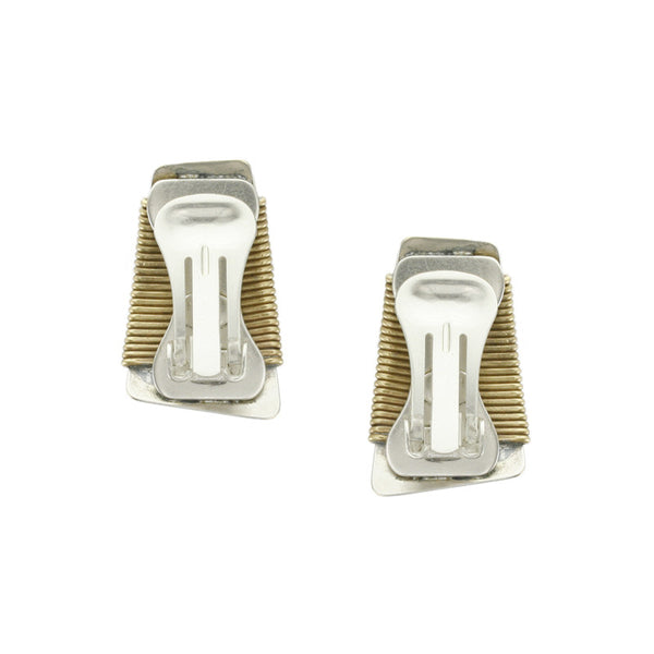 Wire-Wrapped Tapered Rectangle Clip or Post Earring