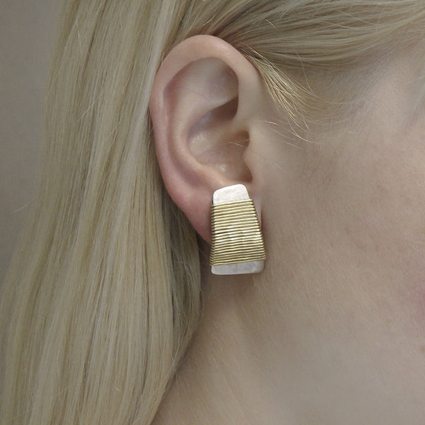 Wire-Wrapped Tapered Rectangle Clip or Post Earring