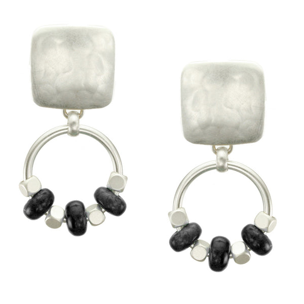 Square with Beaded Ring Earring