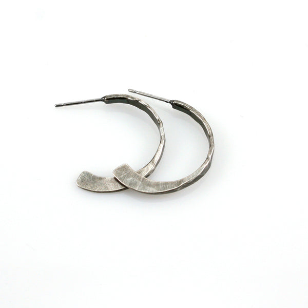 Small Hammered Hoop Post Earring