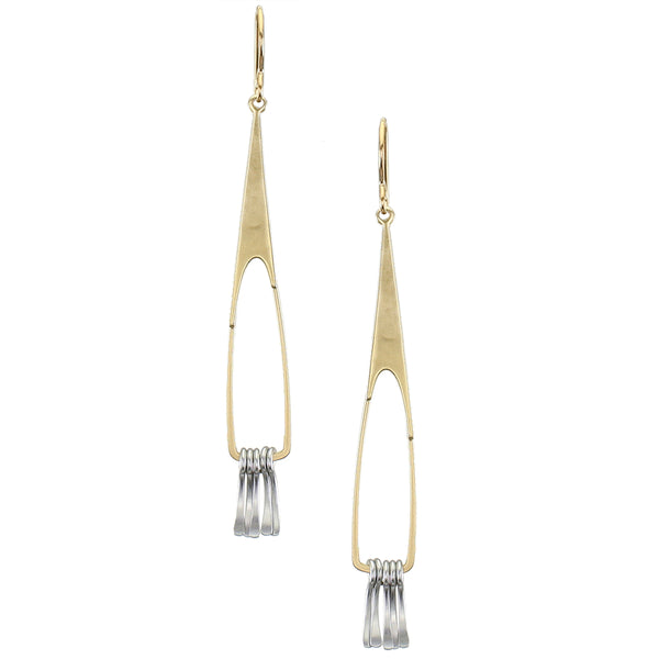 Long Triangular Hoop with Fringe Earring