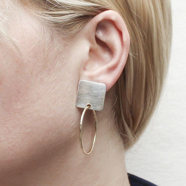 Square with Hammered Hoop Earring
