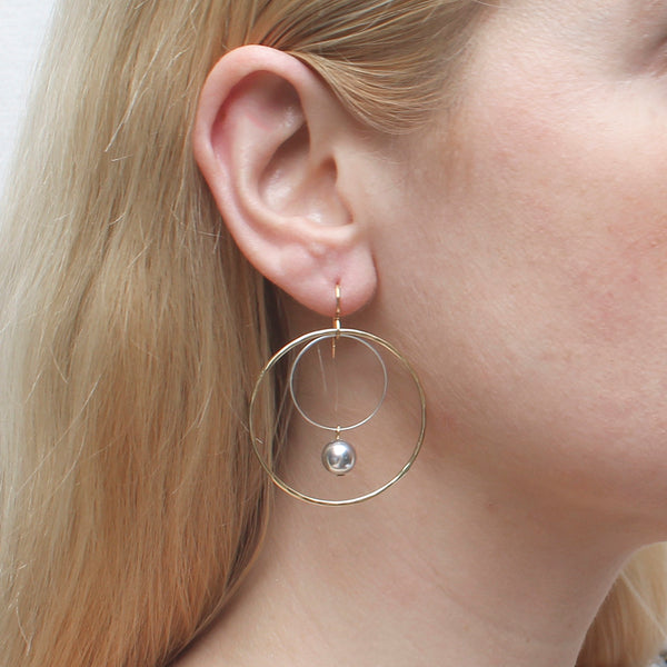 Extra Large Wire Rings with Grey Pearl Drop Earring