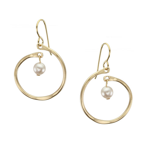 Large Spiral with Cream Pearl Drop Earring