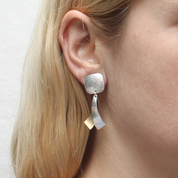 Small Rounded Square with Convex and Concave Tapers Earring