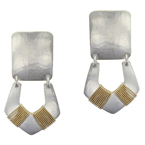 Medium Rounded Rectangle with Wire Wrapped Horseshoe Clip Earring