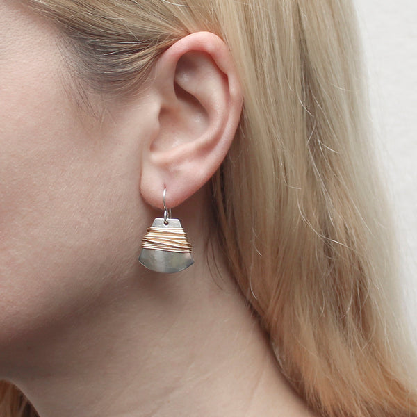 Fan with Heavy Wire Wrapping Wire Earring