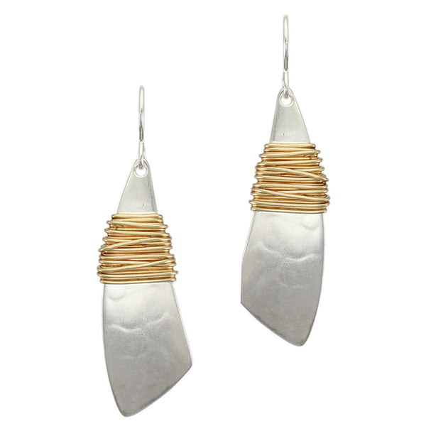 Long Taper with Heavy Wire Wrapping Wire Earring