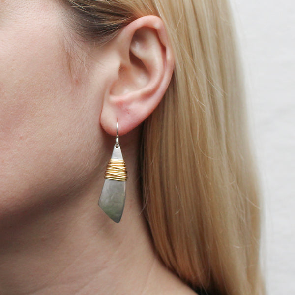 Long Taper with Heavy Wire Wrapping Wire Earring