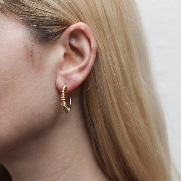 Heavy Wire Wrapped Medium Hoop Earring