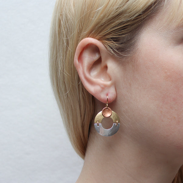 Linked Arches with Small Dished Disc Wire Earring