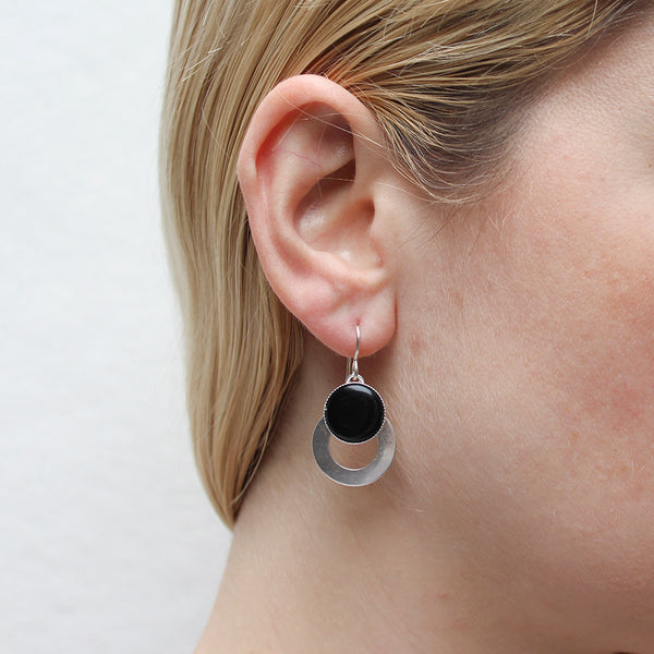 Ring with Medium Black Cabochon Wire Earring