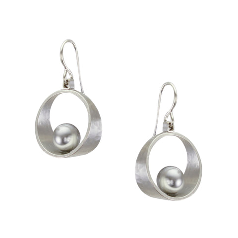 Small Rim with Grey Pearl Wire Earring