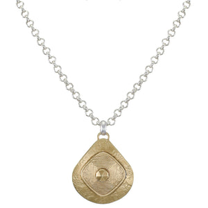 Teardrop with Rounded Patterned Square Necklace