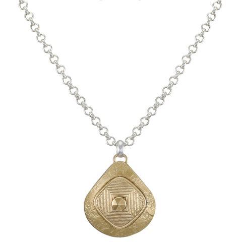 Teardrop with Rounded Patterned Square Necklace